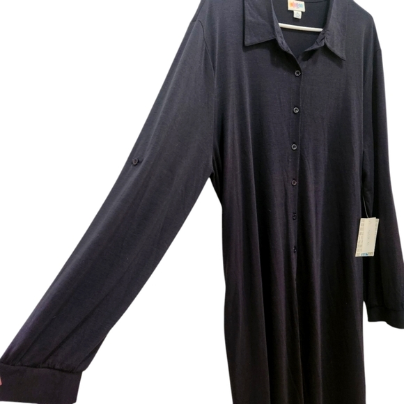 NWT LuLaRoe Ellie Shirt Dress Navy Button Front Pockets Stylish Career Size XL - Picture 4 of 6